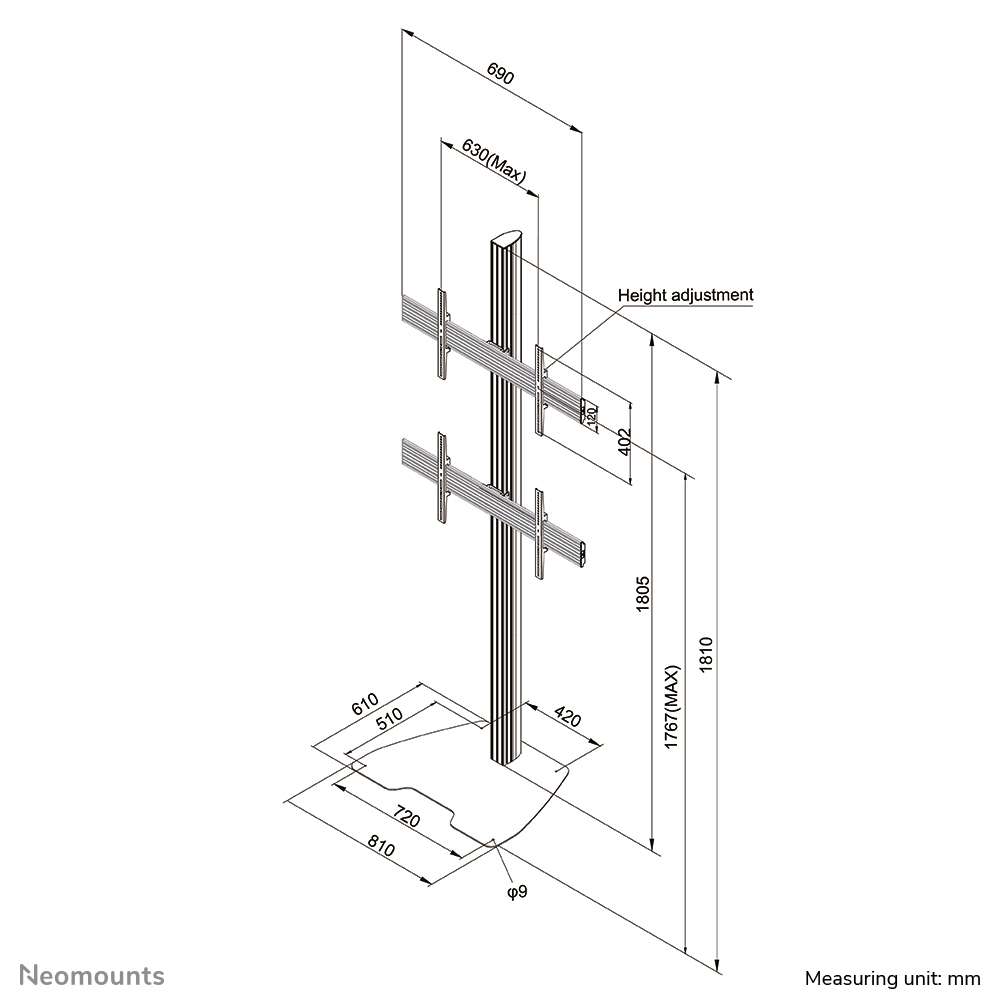 Neomounts NMPRO-S12 Soporte de suelo para videowall 32-65" - instalación vertical